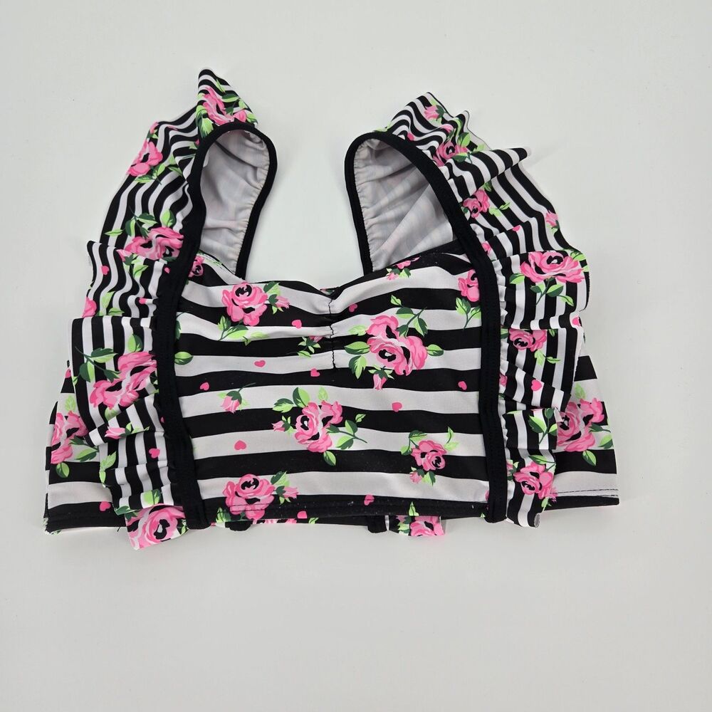 Girls Betsey Johnson Floral Swim Top Medium